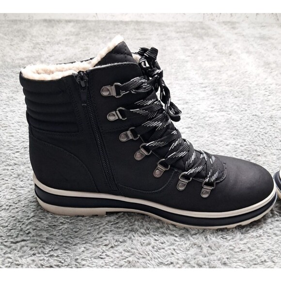 Extreme Eddie Marc 11 Black Sherpa Hiking Boots Style Hero Lace Zip Up Booties - Picture 6 of 9